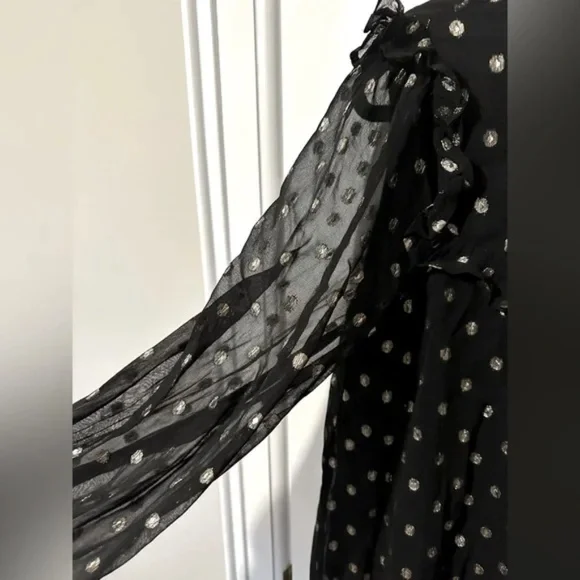 Oliver Bonas Metallic Foil Spot Print Black Mini Shift Dress (size 6) - Picture 11 of 12